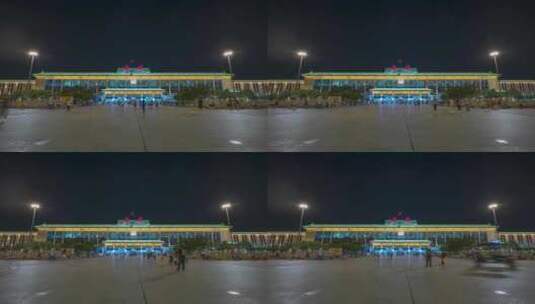 西安火车站夜景延时4K高清在线视频素材下载