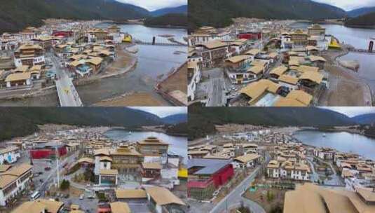4K航拍西藏鲁朗国际旅游小镇12高清在线视频素材下载