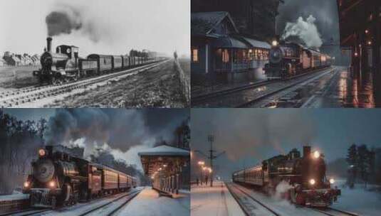 蒸汽机车老火车进站合集4K高清在线视频素材下载