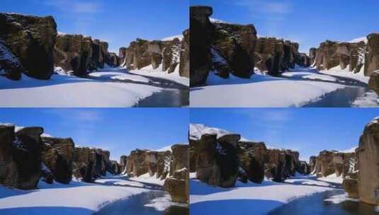 4K无人机，空中电影，不同形状的冰岛悬崖高清在线视频素材下载