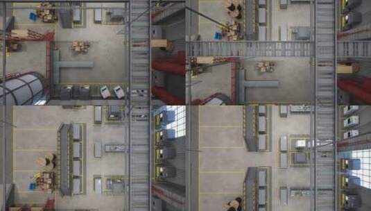 仓库三维动画中计算机机器行的自上而下视图高清在线视频素材下载