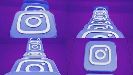 动态Instagram紫蓝色3D图标高清在线视频素材下载