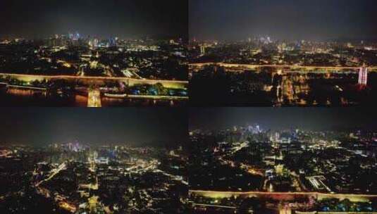 江苏南京中华门夜景航拍高清在线视频素材下载