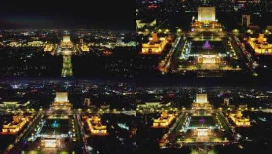 山东东营市政府夜景航拍高清在线视频素材下载