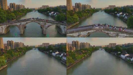杭州拱墅区运河拱宸桥初夏风光高清在线视频素材下载