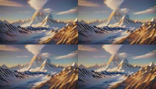 AIGC素材 雪山山峰自然风景高清在线视频素材下载