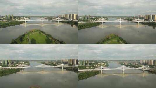 东洲岛大桥湘江跨江大桥航拍高清在线视频素材下载