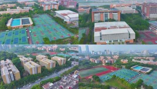 中山大学广州大学城东校区航拍东校园广州风高清在线视频素材下载