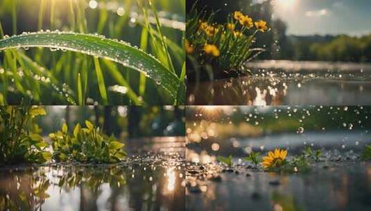 雨后唯美植物高清在线视频素材下载