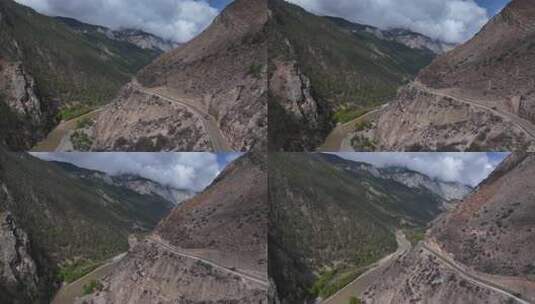 西藏昌都丙察左公路峡谷道路航拍自然风光高清在线视频素材下载