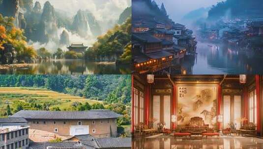 中国风的古典场景 园林古风传统文化旅游点高清在线视频素材下载