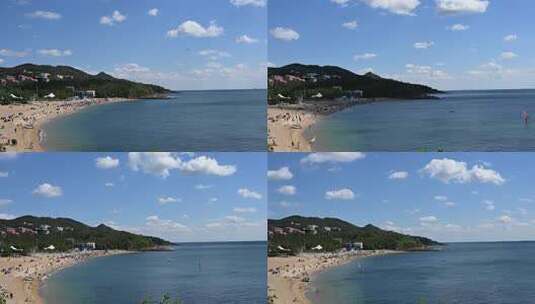 大连傅家庄公园海滩蓝天白云延时高清在线视频素材下载