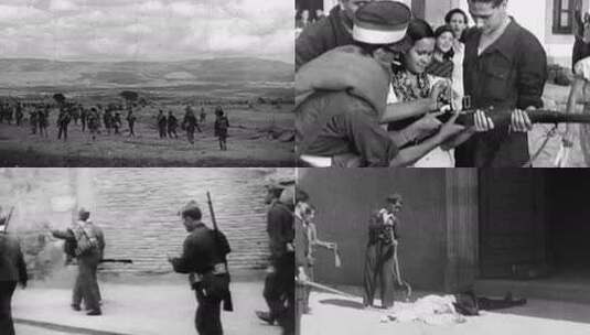 上世纪 西班牙内战 保卫马德里战役高清在线视频素材下载