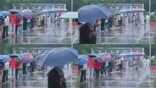 暴雨排队核酸检测的百姓高清在线视频素材下载