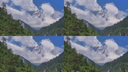 四川南门关沟拍摄的贡嘎山卫峰爱德嘉峰雪山高清在线视频素材下载