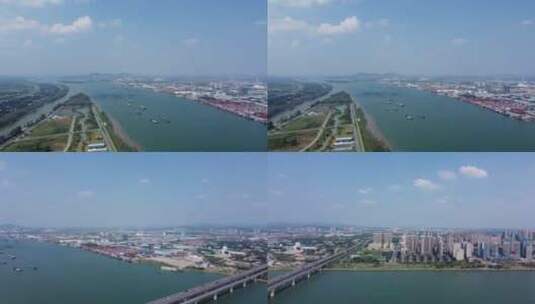 4K湖南长沙月亮岛航拍城市湘江河流俯拍高清在线视频素材下载