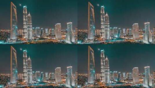 上海_上海都市_CBD_上海三件套_夜景延时4K高清在线视频素材下载