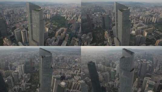 广州珠江新城新中轴线东塔、西塔环绕航拍高清在线视频素材下载