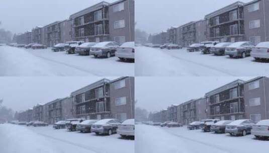 大雪覆盖在汽车和地面上高清在线视频素材下载