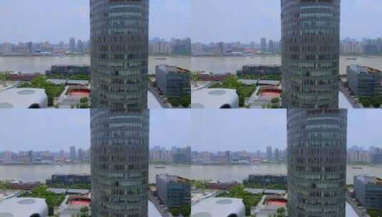 上海杨浦滨江国际大厦航拍高清在线视频素材下载