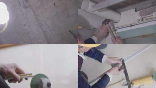 装修厨厕吊顶测量切割家装工人 4k实拍高清在线视频素材下载