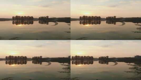 衡阳南湖公园日落夕阳高清在线视频素材下载