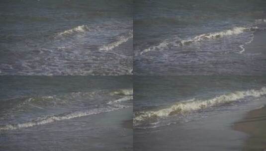 潮水海边海浪浪花拍打在沙滩礁石上高清在线视频素材下载