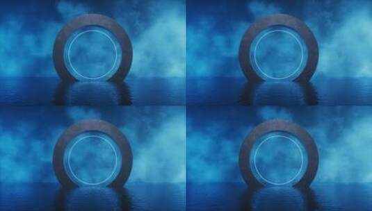 烟雾效果与圆形的门3D渲染高清在线视频素材下载
