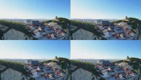 中国辽宁锦州笔架山风光航拍高清在线视频素材下载
