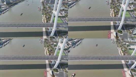 2022疫情南浦大桥封桥航拍高清在线视频素材下载
