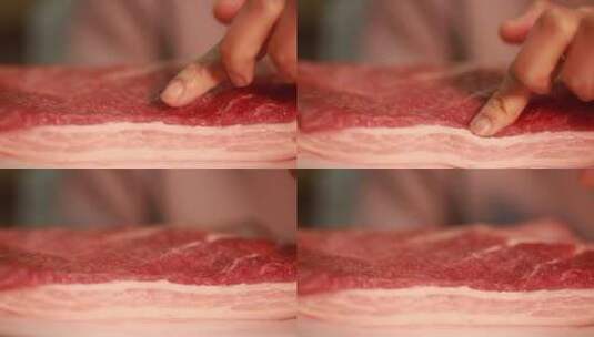 一块五花肉的纹理高清在线视频素材下载