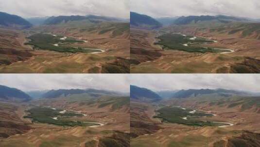 中国新疆伊犁阔克苏大峡谷河谷风景高清在线视频素材下载