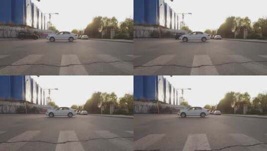 航拍测试汽车小轿车盲区高清在线视频素材下载