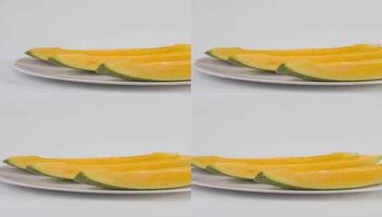 切开的新鲜哈密瓜食品美食水果4k视频高清在线视频素材下载