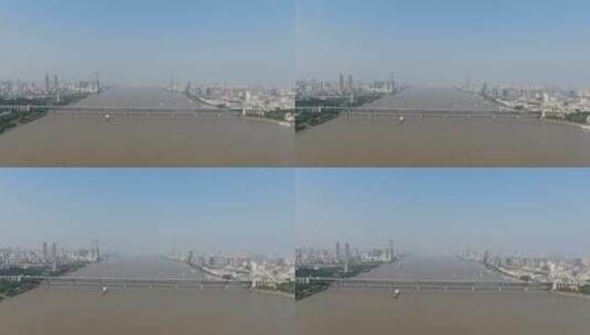 航拍武汉长江大桥交通高清在线视频素材下载