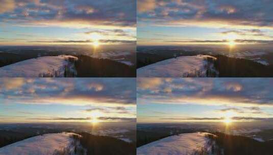 冬天的落日日照景观高清在线视频素材下载