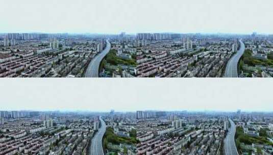 上海疫情_空荡无车的高架快速路航拍高清在线视频素材下载