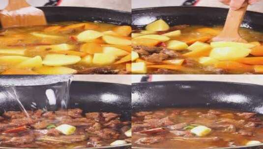 胡萝卜土豆炖牛肉高清在线视频素材下载