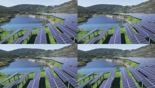 航拍湖州德清农田上的光伏太阳能电池板高清在线视频素材下载