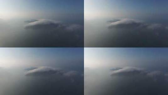 航拍云雾之下的威海刘公岛高清在线视频素材下载