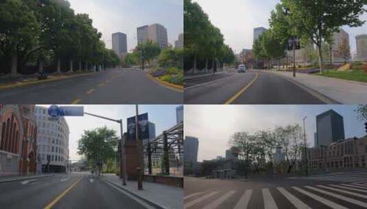 上海封城中的阳光都市街道高清在线视频素材下载