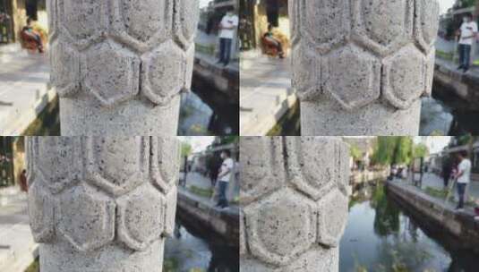 济南老城区百花洲景区街道石柱高清在线视频素材下载