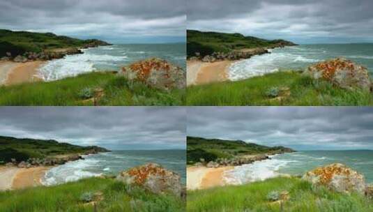 海浪在海岸上破碎的时间高清在线视频素材下载