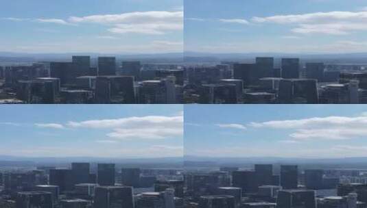 蓝天白云下城市航拍高清在线视频素材下载