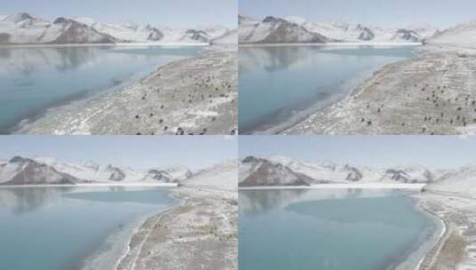 航拍4KDlog冬季西藏羊卓雍错高清在线视频素材下载