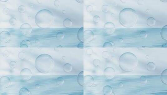 蓝色水面与气泡3D渲染高清在线视频素材下载