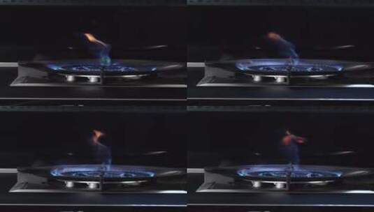 4k实拍灶台点火高级感蓝色火焰竖屏高清在线视频素材下载