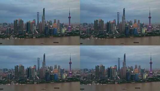 上海2022年夏季最新北外滩陆家嘴蓝调夜景高清在线视频素材下载