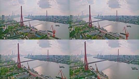 杨浦大桥航拍高清在线视频素材下载