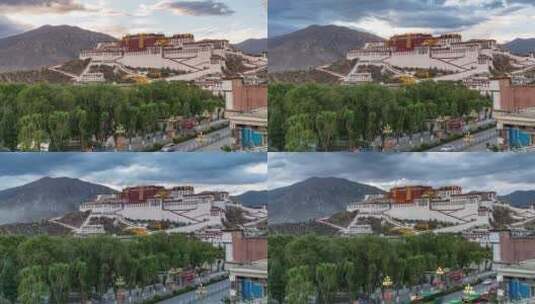 西藏 拉萨 布达拉宫 日转夜 黄昏 入夜 夜景高清在线视频素材下载